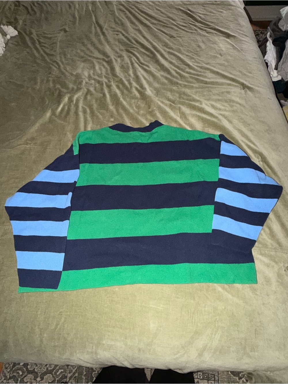 ON Green & Navy Striped Crewneck Sweater - Picture 2 of 2